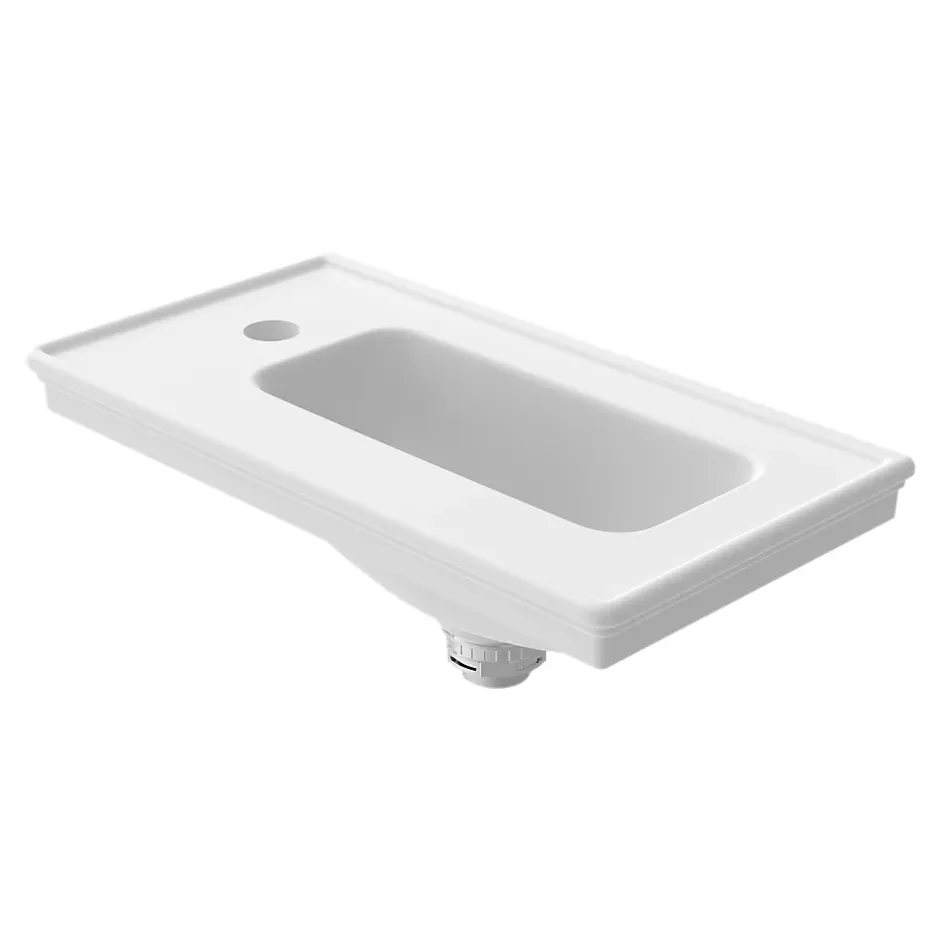GoodHome Plan vasque lave-mains en céramique blanc brillant l.46,6 x H.12,7 x P.24,5 cm Endell