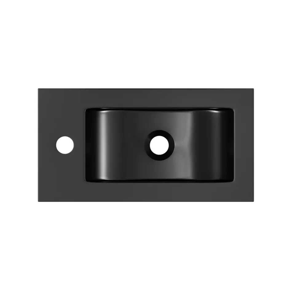 GoodHome Plan vasque lave-mains en résine noire l.44,2 x H.9,9 x P.23,2 cm Beni* Plan Vasque Lave-Mains