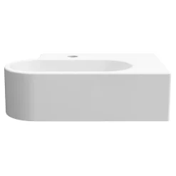 GoodHome Plan vasque lave-mains en céramique, l.47,5 x H.13,3 x P.29,5 cm, blanc, Levanna* Plan Vasque Lave-Mains