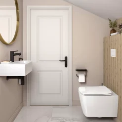 GoodHome Plan vasque lave-mains en céramique, l.47,5 x H.13,3 x P.29,5 cm, blanc, Levanna* Plan Vasque Lave-Mains