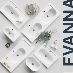 GoodHome Plan vasque lave-mains en céramique, l.47,5 x H.13,3 x P.29,5 cm, blanc, Levanna* Plan Vasque Lave-Mains