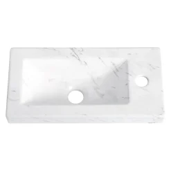 Homesight Plan vasque lave-mains en céramique l.44,2 x H.5 x P.23,2 cm, effet marbre blanc,