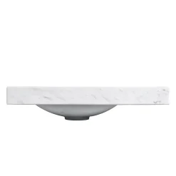 Homesight Plan vasque lave-mains en céramique l.44,2 x H.5 x P.23,2 cm, effet marbre blanc,