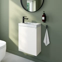 Homesight Plan vasque lave-mains en céramique l.44,2 x H.5 x P.23,2 cm, effet marbre blanc,