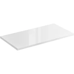 Meublorama Plan vasque NALYA 61 cm Blanc brillant et chene clair Plateau pour meuble suspendu* Plan Double Vasque