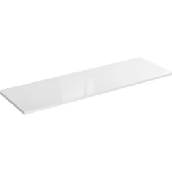 Meublorama Plan vasque NALYA 141 cm Blanc brillant et chene clair Plateau pour double meuble vasque* Plan Double Vasque