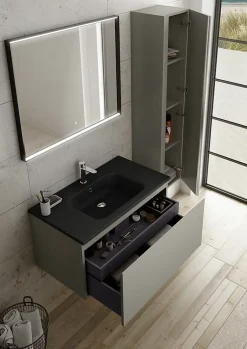 Ipiemme SRL Plan vasque noir en résine l.90 cm, Pura+