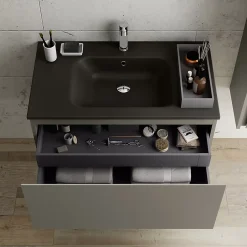 Ipiemme SRL Plan vasque noir en résine l.90 cm, Pura+