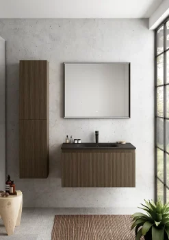 Ipiemme SRL Plan vasque noir en résine l.90 cm, Pura+