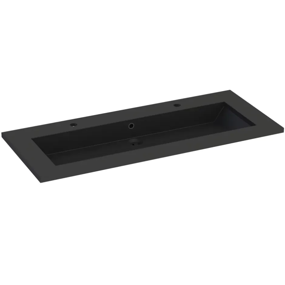 Plan vasque noir en résine l.120 cm, Calao* Plan Double Vasque