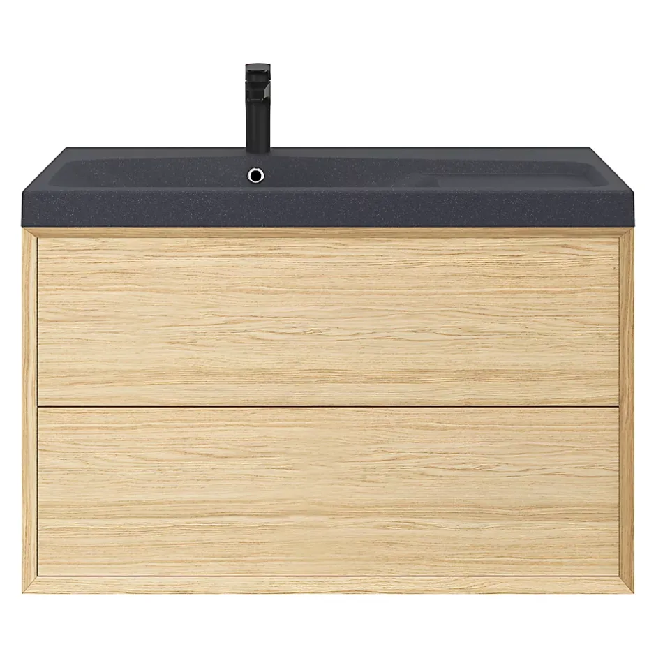 GoodHome Plan vasque noir en résine l.100 cm Mila