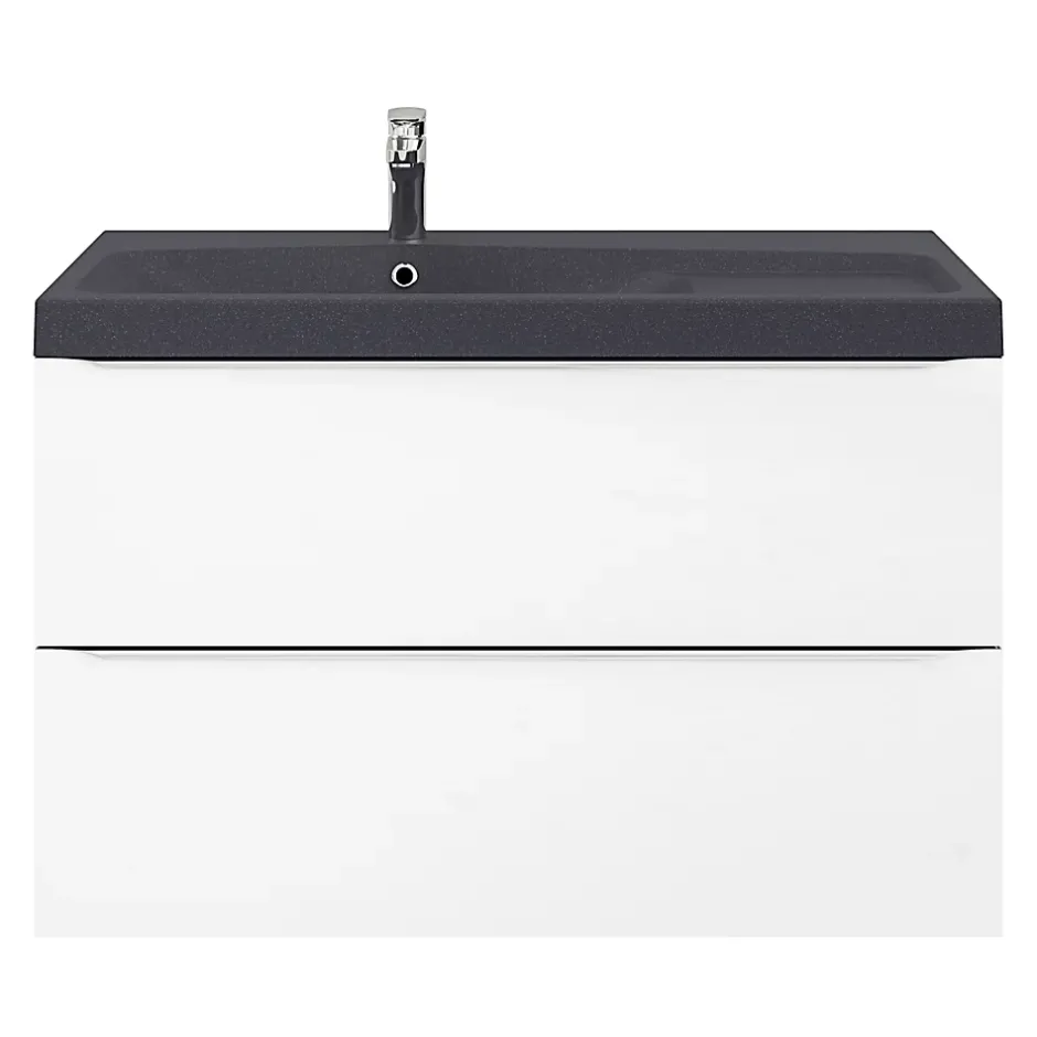 GoodHome Plan vasque noir en résine l.100 cm Mila