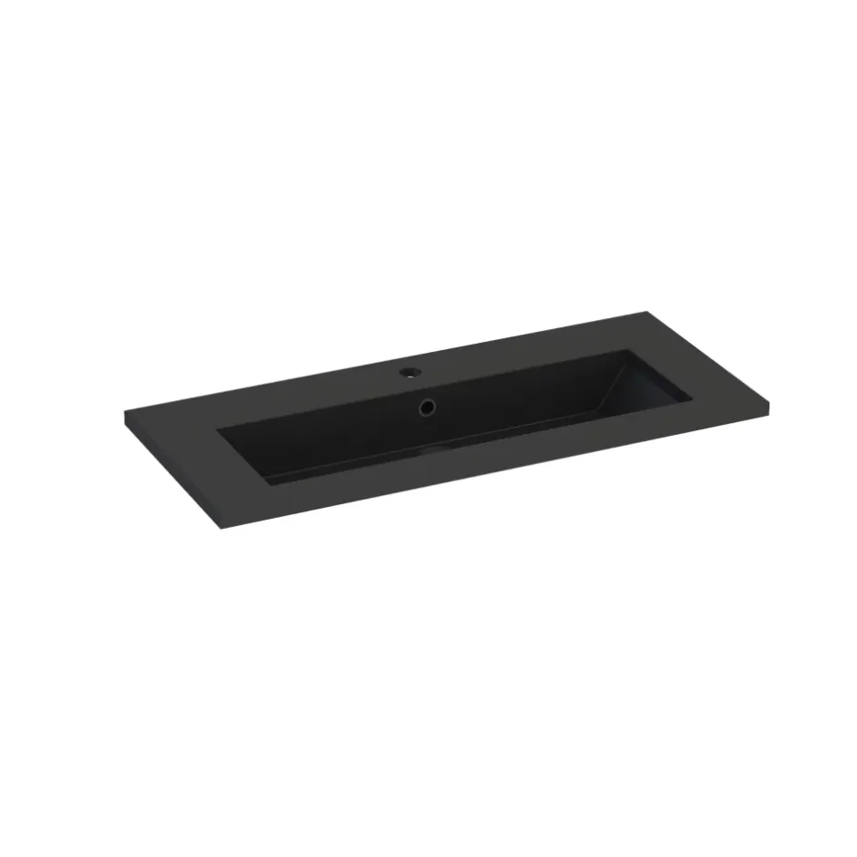Plan vasque noir en résine faible profondeur l.90 cm, Calao* Plan Simple Vasque