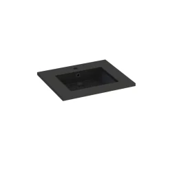 Plan vasque noir en résine l.60 cm, Calao* Plan Simple Vasque