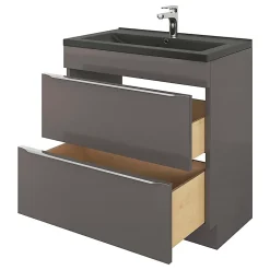 GoodHome Plan vasque noir Nira 80 cm