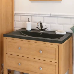 GoodHome Plan vasque noir Nira 80 cm