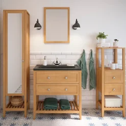 GoodHome Plan vasque noir Nira 80 cm