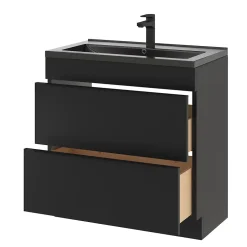 GoodHome Plan vasque noir Nira 80 cm