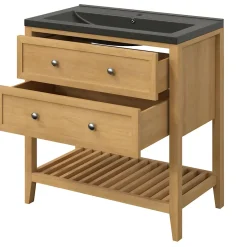 GoodHome Plan vasque noir Nira 80 cm