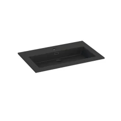 Plan vasque noir mat en résine l.80 cm, Pamili