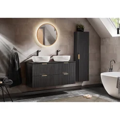 Meublorama Plan vasque NOXERA 120 cm Noir mat Pour vasques à poser Finition élégante