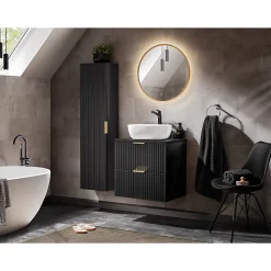 Meublorama Plan vasque NOXERA 60 cm Noir mat Pour vasque à poser Finition MDF et PVC