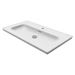 GoodHome Plan vasque simple blanc en céramique l.80 cm, Endell