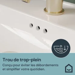 GoodHome Plan vasque simple blanc en céramique l.80 cm, Endell