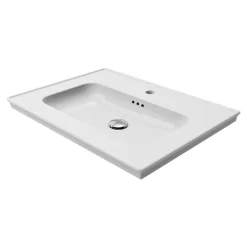 GoodHome Plan vasque simple blanc en céramique l.60 cm, Endell* Plan Simple Vasque