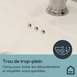 GoodHome Plan vasque simple blanc en céramique l.60 cm, Endell* Plan Simple Vasque