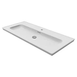 GoodHome Plan vasque simple blanc en céramique l.100 cm, Endell