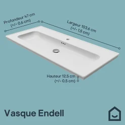 GoodHome Plan vasque simple blanc en céramique l.100 cm, Endell