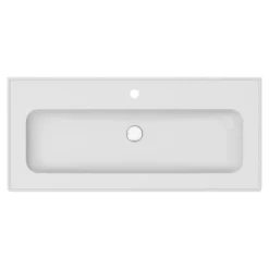 GoodHome Plan vasque simple blanc en céramique l.100 cm, Endell