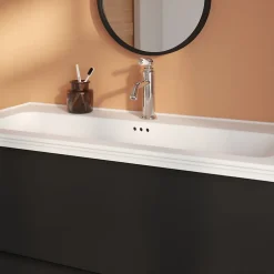 GoodHome Plan vasque simple blanc en céramique l.100 cm, Endell
