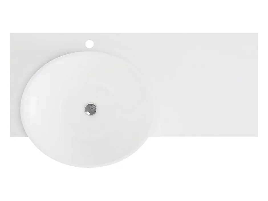 Vente-unique Plan vasque suspendu en solid surface avec porte serviettes - Blanc - L100 x l54 x H20 cm - YUMIKO* Plan Simple Vasque