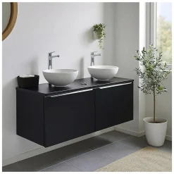 Meublorama Plan vasque VANTA 120 cm noir Plateau pour meuble sous vasque