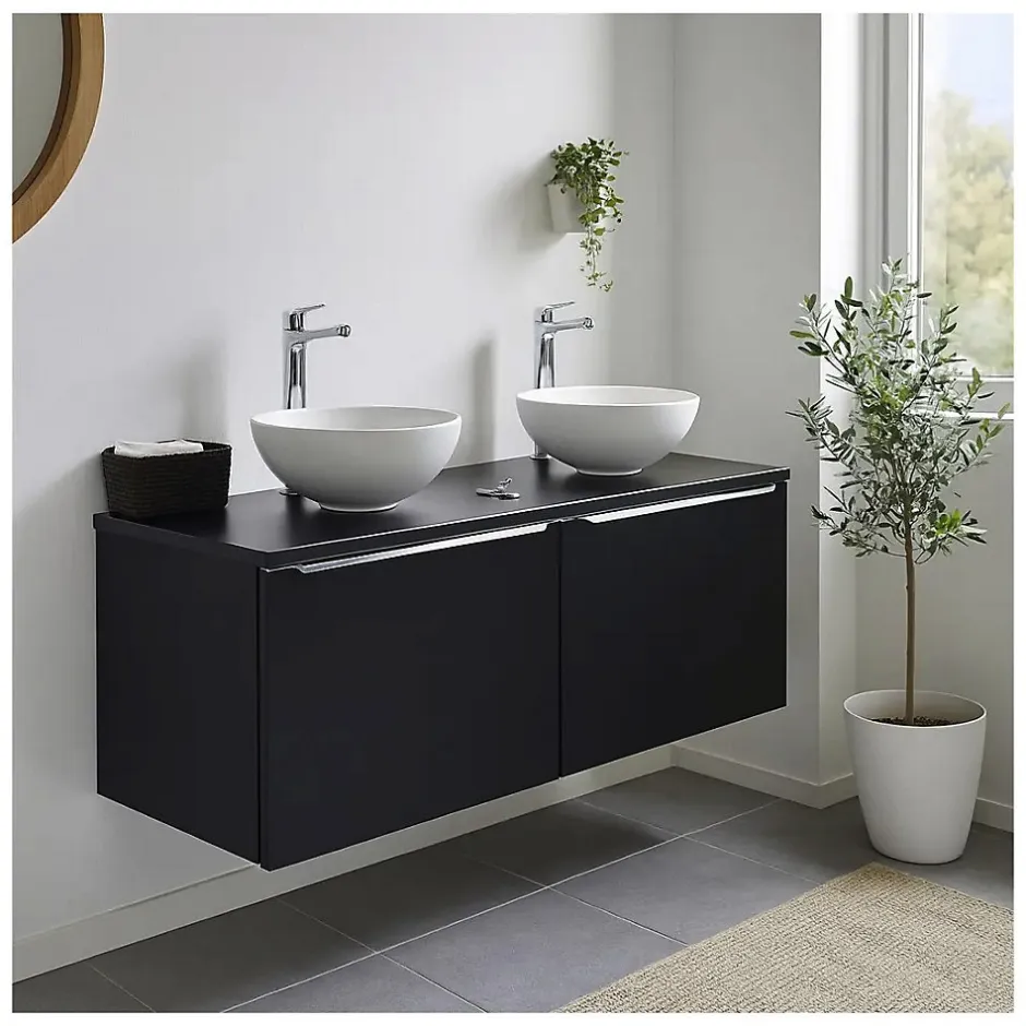 Meublorama Plan vasque VANTA 120 cm noir Plateau pour meuble sous vasque