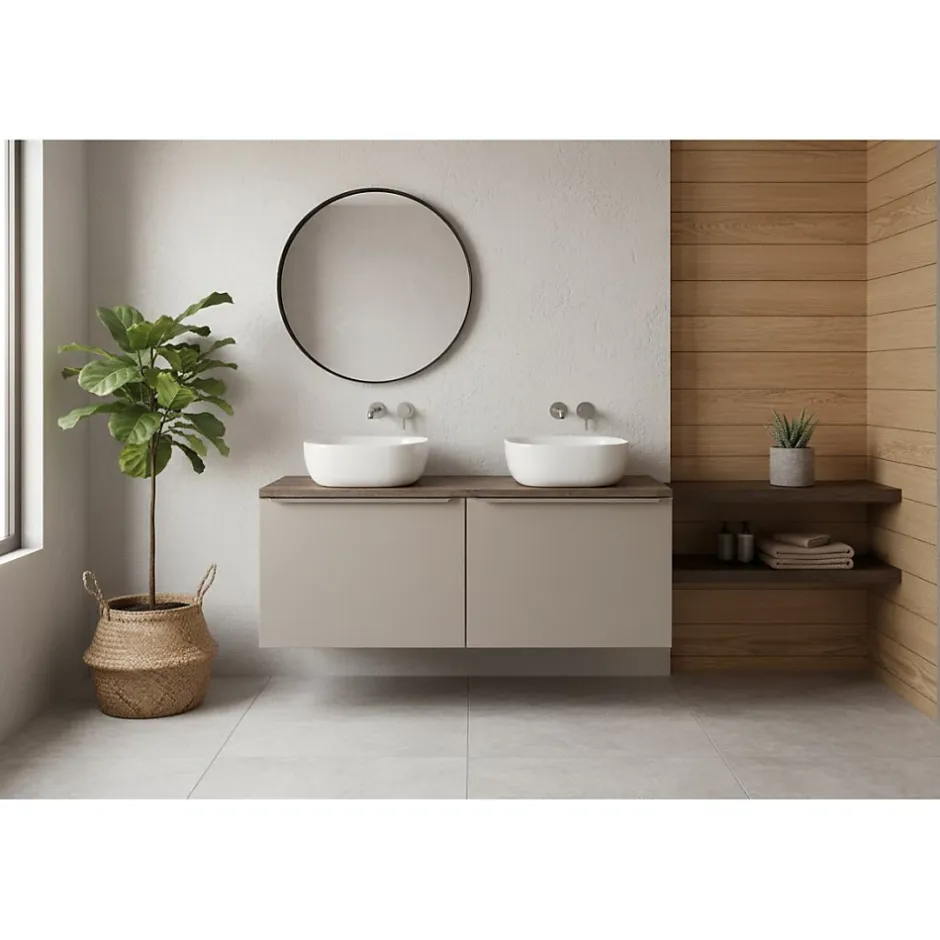 Meublorama Plan vasque VANTA chene foncé 120 cm Tablette de salle de bain