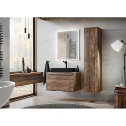 Meublorama Plan vasque VANTA chene foncé 100 cm Tablette de salle de bain