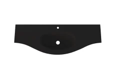 Plan vasque verre noir mat version centre l.138 cm, Vague