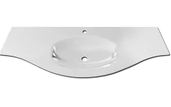 Plan vasque verre Vague version centre 138 cm* Plan Simple Vasque