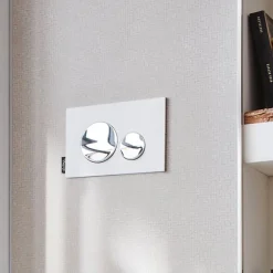 Jacob Delafon Plaque de commande , double touches rondes Chrome brillant/Blanc mat