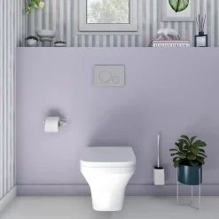 GoodHome Plaque de déclenchement WC double touche chrome mat