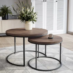 KOLM Plateau laminé chêne chocolat rond, diamètre 68 cm, pour bureau, table, table basse* Plan De Travail Buanderie