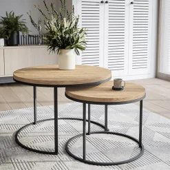 KOLM Plateau laminé chêne craft rond, diamètre 68 cm, pour bureau, table, table basse