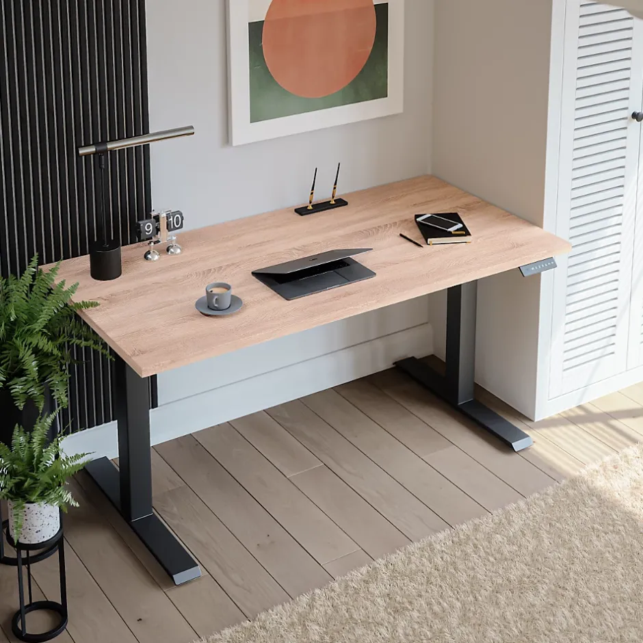 KOLM Plateau laminé chêne sonoma 138 x 80 cm pour bureau, table, table basse