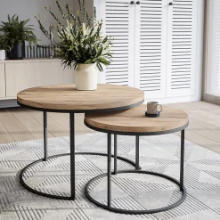 KOLM Plateau laminé chêne sonoma rond, diamètre 50 cm, pour bureau, table, table basse