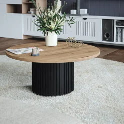 KOLM Plateau laminé chêne sonoma rond, diamètre 50 cm, pour bureau, table, table basse