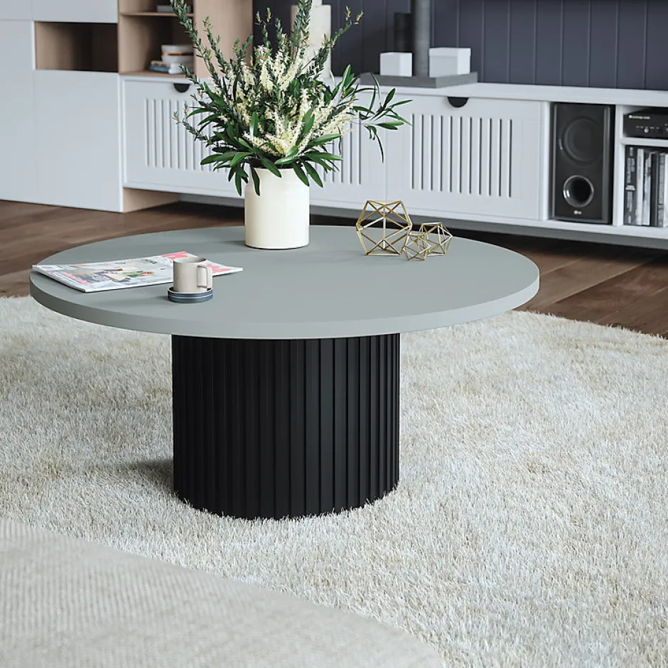 KOLM Plateau laminé gris rond, diamètre 68 cm, pour bureau, table, table basse* Plan De Travail Buanderie