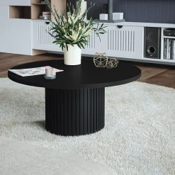KOLM Plateau laminé noir rond, diamètre 68 cm, pour bureau, table, table basse